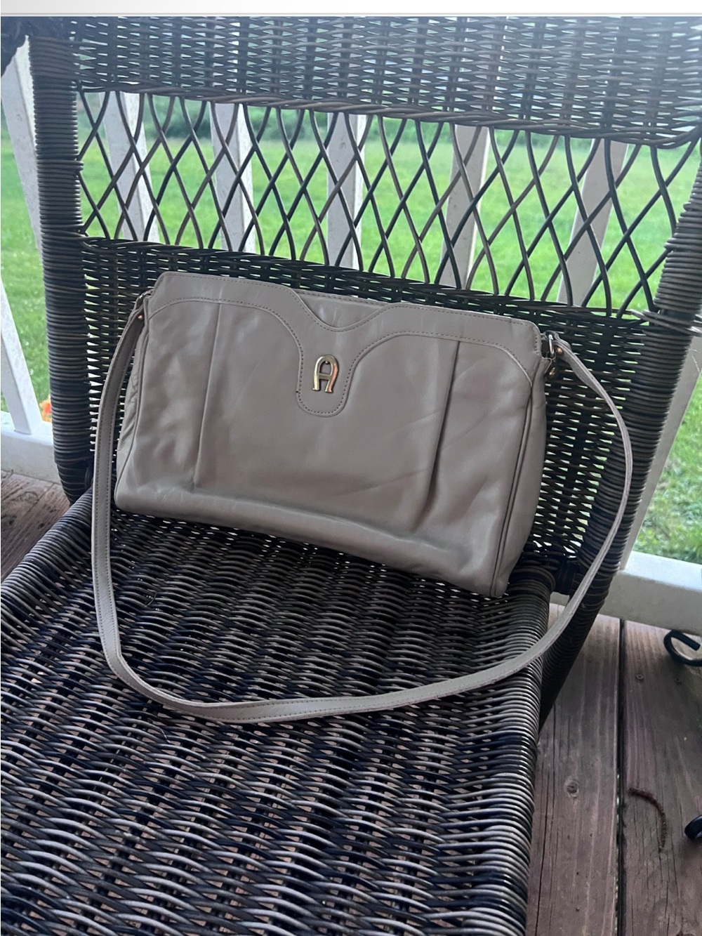 Etienne Aigner Taupe Crossbody with Gold A Logo